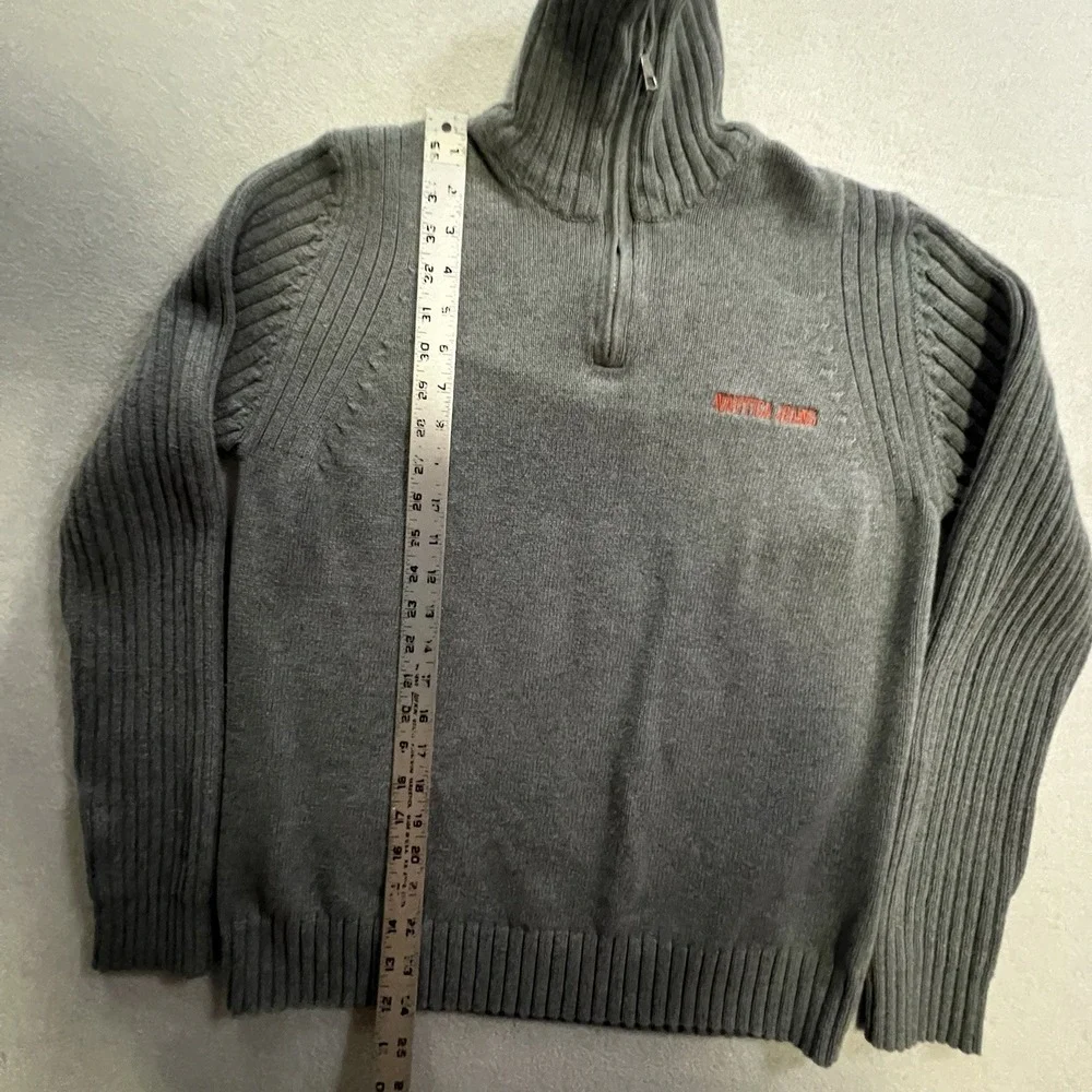 Vintage Nautica 1/4 Zip Sweater Men's Size Medium Gray Fleece Pullover Knit Y2K